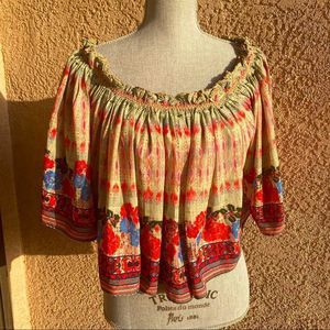 Bohemian sequin off the shoulder 3/4 sleeve full top size XL